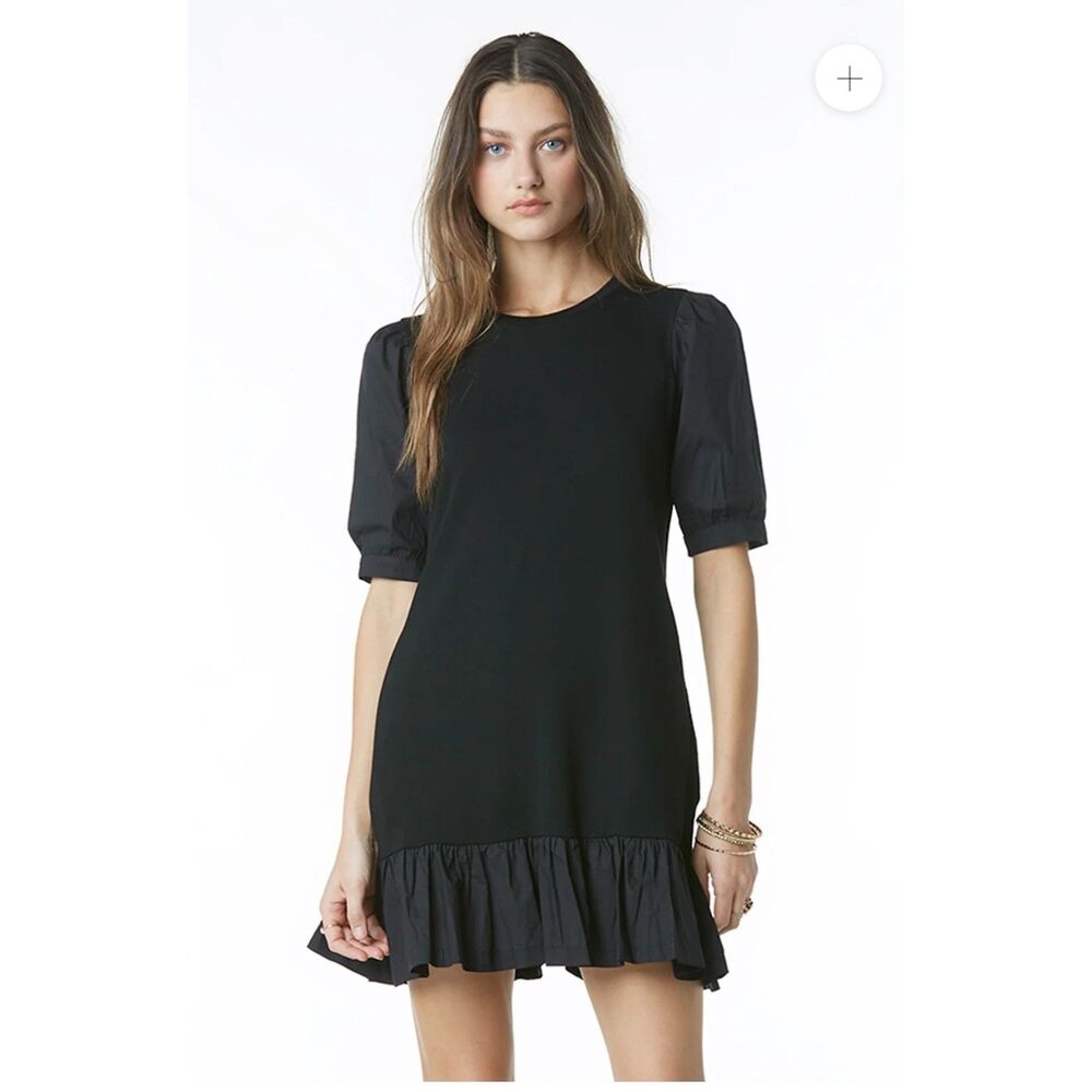 TART Collection Black Tenley Dress Mini Ruffled Flowy Dress